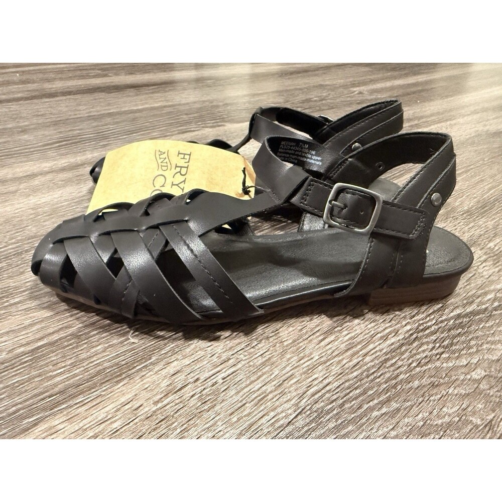Frye and Co. Women’s Black Leather Strappy Gladiator Flat Sandals Size 7.5 - Picture 5 of 11